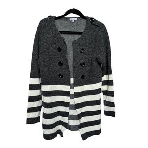Baciano Cardigan‎ Jacket in Charcoal & White Stripes Women’s Size Large